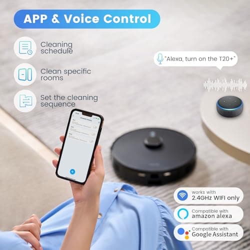 AIRROBO Robot Vacuum and Mop Combo, Self-Emptying, 60-Day Capacity, Home Mapping, Schedule, Wi-Fi/App/Alexa/Remote, 180mins Runtime, T20+ Robotic Vacuum Cleaner for Pet, Hard Floors, Carpet 7