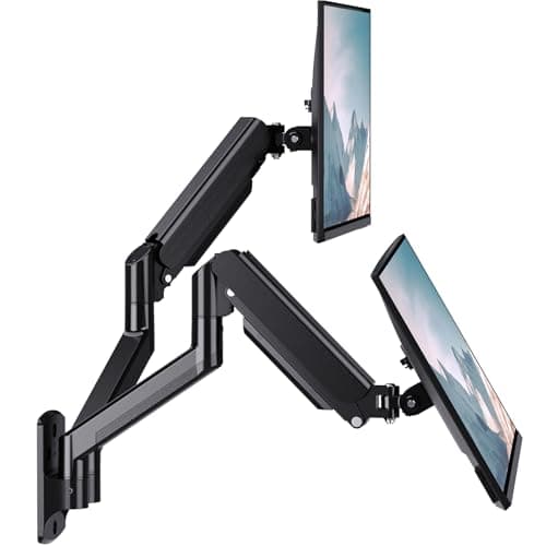 WALI Dual Monitor Wall Mount for 17 to 32 inch Screens, Monitor Wall Mounts for 2 Monitors, Holds up to 22 lbs, Fully Adjustable Gas Spring Monitor Arm,75x75/100x100 VESA Wall Mount (GSWM002), Black