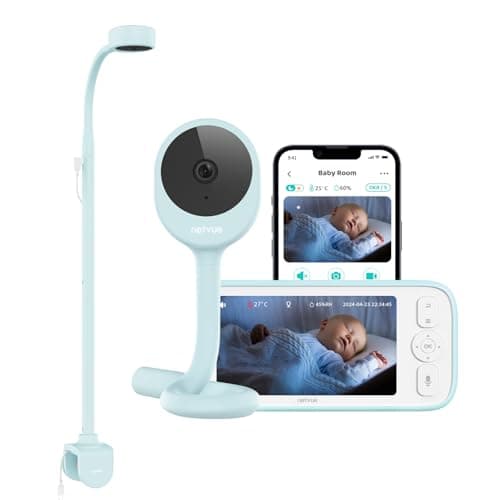 NETVUE Upgraded Baby Camera Monitor Video - 5000mAh Baby Monitor with Camera and Audio, 5" Display, 4 in 1 Bracket Meets The Needs in All Scenarios, Smart Phone App, Cry Detection