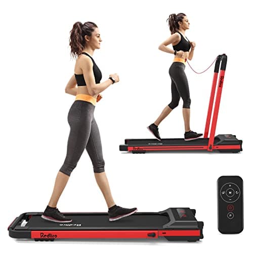 REDLIRO Under Desk Treadmill, 2 in 1 Motorized Portable Foldable Walking Pad, Compact Fold Up Treadmill for Small Space with Remote Control, LED Display for Home & Office Use