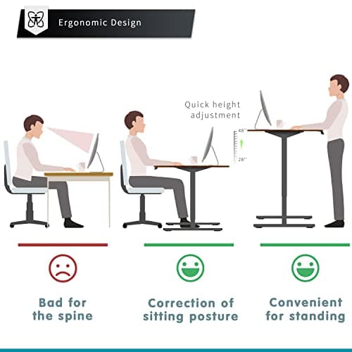 YESHOMY Height Adjustable Electric Standing Desk, 55 inch Computer Table, Home Office Workstation, Black Leg/Rustic Brown Top 6