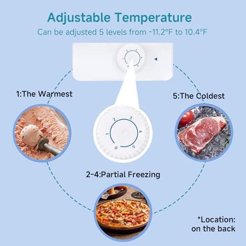 BANGSON 2.1 Cu.ft Upright Freezer, Compact Mini Freezer with Ultra Low Power 40W &Reversible Black Door, Adjustable Thermostat, Removable Shelves, Small Freezer for Dorm/Office/Apartment, Black 5