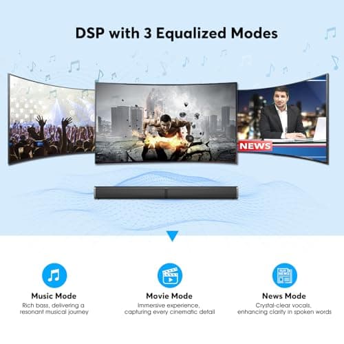 Wohome Sound Bars for TV with Built-in Subwoofer, Colorful LED Light Bar Speakers, 2.2ch 32 Inches Detachable Soundbar, Bluetooth 5.3/ARC/Optical/AUX/USB Connection for Home, Parties 5