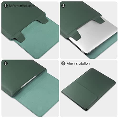 HoYiXi 15 16 Inch Laptop Sleeve Case Leather Bag for MacBook Pro 16 2021 & 2019/Huawei MateBook D15/HP 15.6" PC/MacBook Pro 15/XiaoXin Air 15.6'', Green 6