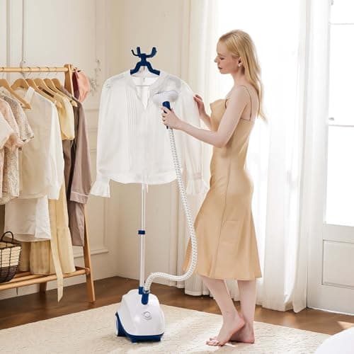 Sweetcrispy Standing Garment Steamer, 1500W Powerful Steamer for Clothes with Roll Wheels, 1.7L Water Tank for 55 Min Continuous Steaming, Professional Wrinkle Remover Heats in 45 Seconds 8