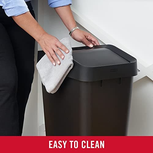Rubbermaid Swing Top Waste Container for Home and Kitchen, Easy Access Disposal and Slim Modern Trash Can with Lid, 12.2 Gallon Capacity, Blac, for Home/Kitchen/Garage/Apartment 7