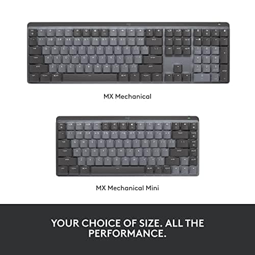 Logitech MX Mechanical Wireless Illuminated Performance Keyboard, Tactile Quiet Switches, Backlit Keys, Bluetooth, USB-C, macOS, Windows, Linux, iOS, Android, Metal, ‎Graphite 12