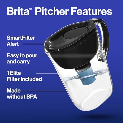 Brita Everyday Elite Water Filter Pitcher, Removes 99% of Lead, Includes 1 Filter, 10-Cup Capacity, Black 11