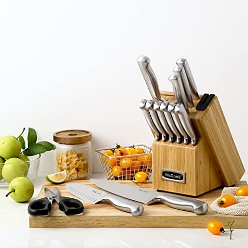 McCook® Knife Sets,German Stainless Steel Knife Block Sets with Built-in Sharpener 8