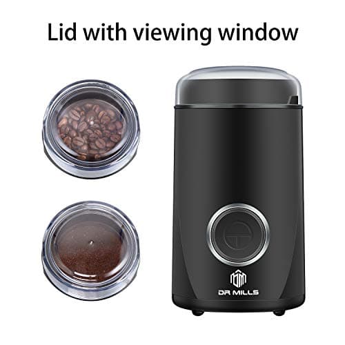 DR MILLS DM-7441 Coffee Grinder Electric, Coffee Bean and Dried Spice Grinder, One Touch Operation, Blade and Cup Made with SUS304 Stainless Steel (Black) 6
