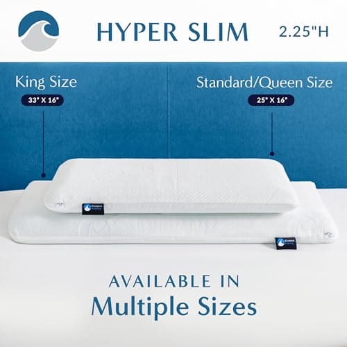 Bluewave Bedding Hyper Slim Gel Memory Foam Pillow for Stomach and Back Sleepers - Thin, Flat Design for Cervical Neck Alignment and Deeper Sleep (2.25-Inches Height, Standard Size) 5