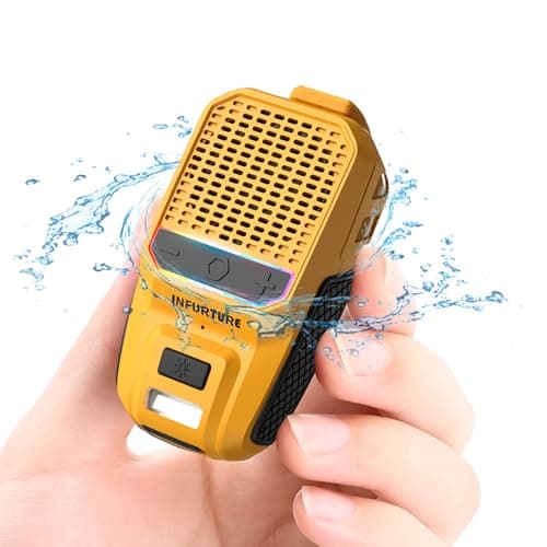 INFURTURE Clip on Bluetooth Speaker with RGB/Flashlight, Wearable Waterproof Shower Speaker Bathroom Speakers Built-in Noise Reduction Mic for Hands-Free Music/Calls-for Work/Riding/Golf/Outdoor