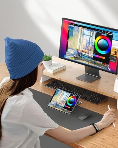 [Upgrade] KU XIU Magnetic Wireless Charging Stand for iPad Pro/Air 11 M2, Foldable Aluminum Alloy Tablet Holder Mount for Desk, Adjustable Tablet Stand for iPad Pro 11 1st/2nd/3rd/4th,Air 10.9 4th/5th 7