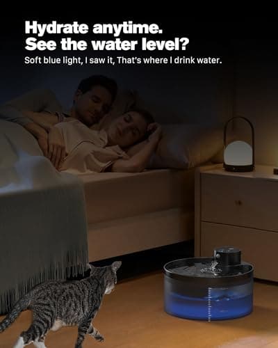 Battery Operated Cat Water Fountain: 108oz/3.2L Wireless Cat Fountain Motion Sensor Pet Water Fountain - Built-in 4200mAh Battery Quiet Water Fountains for Cats Indoor LED Light - GIOTOHUN 8