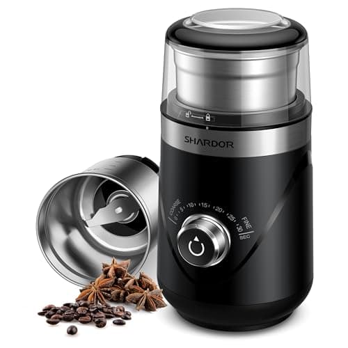 SHARDOR Upgraded Adjustable Coffee Grinder Electric, Herb/Spice, Espresso Grinder with 1 Removable Stainless Steel Bowl, Black, 2.0