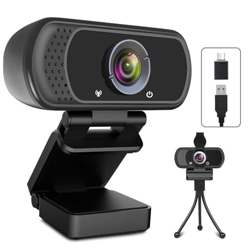 USB C Webcam for Switch 2 / PC: 1080P HD Web Cam with Mic,Computer Camera with Privacy Cover & Tripod Stand for MAC Desktop Laptop, Wide Angle Webcam Pro Streaming Web Camera for Skype/Teams/Webex