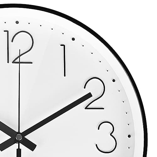 Yoiolclc Wall Clock Silent Non-Ticking Modern Round Wall Clocks Battery Operated for Kitchen, School, Office (10 Inch, Black) 5