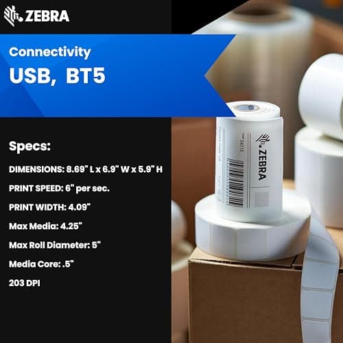 Zebra ZD421 Direct Thermal Label USB Printer 203 DPI ZD4A042-D01M00EZ 4