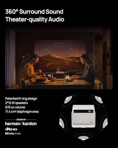 XGIMI HORIZON S Pro 2024 NEW 4K Projector, Dolby Vision, 1800 ISO Lumens, 110% BT.2020, Built-in Flexible Stand, Intelligent Screen Adaption, 2 x 12W Harman Kardon 8