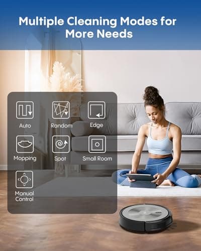 Robot Vacuum and Mop - Robotic Vacuums Cleaner 3000 Pa Strong Suction, Smart Efficient Navigation, Automatic Recharge, Anti-Fall, 6 Cleaning Modes, Pet Hair Removal, App/Alexa/Voice Control 6