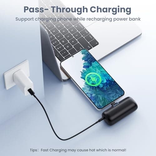 Mini Portable Charger for iPhone,5200mAh 3A PD USB C Power Bank Cell Phone Fast Charging,Small Travel Essential Protable Battery Pack for iPhone 17/Air/17 Pro/17 Pro Max/16/15/Android/Samsung,iPad etc 6