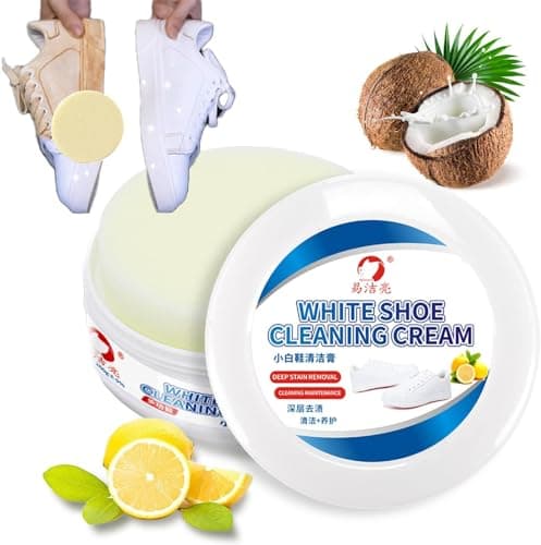 Dapoprren White Shoe Cleaner,New Multi-functional Cleaning and Stain Removal Cream,White Shoes Cleaner, Multipurpose Cleaning Cream,All-Purpose Rinse-Free Cleaning Cream-1PC with Sponge