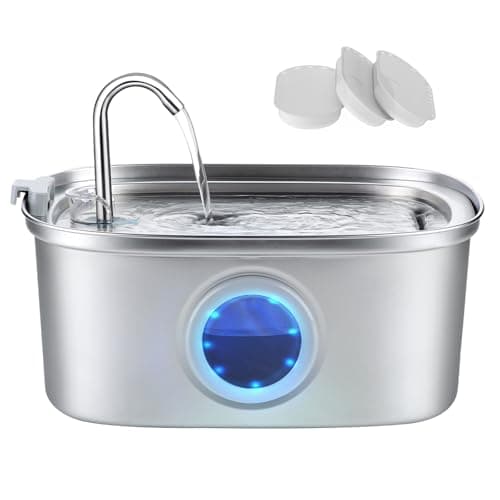 Vekonn Cat Water Fountain Stainless Steel, 0.8gal/108oz Pet Water Fountain with Water Level Indicator and 3 Filters, Cat Fountain with Quiet Pump Ideal for Cats, Dogs and Multi-pet households