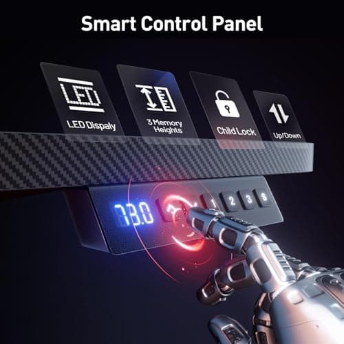 HLDIRECT Electric Standing Gaming Desk with LED Lights, 47 Inch Height Adjustable Gaming Table Sit Stand Computer Workstation with Power Outlet & Monitor Stand, Rising Desk for Home, Bedroom, Black 7