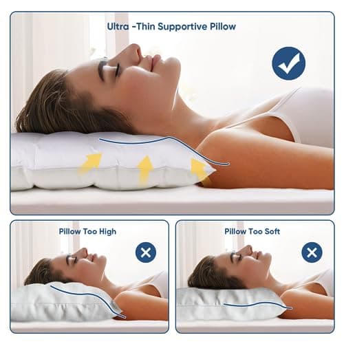 MINUPWELL Ultra Flat Pillows for Sleeping Thin, 7D High Support 2.5 inch Height Ultra Thin Pillows,Slim Bed Pillows for Stomach Sleeper,Standard Size -18x26 in 5