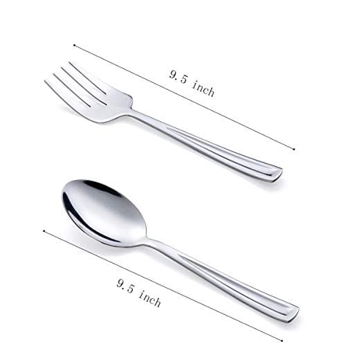 GoGeiLi Stainless Steel Serving Spoon and Serving Fork Set, Include 3 Large Serving Spoon and 3 Serving Fork, 9.5-inch Catering Serving Utensil Set, Dishwasher Safe 6
