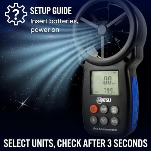 HIATSU Professional Handheld Anemometer - Digital Wind Speed Meter with Temperature - Air Flow Meter & Wind Gauge for HVAC, Shooting & Drone Use 7