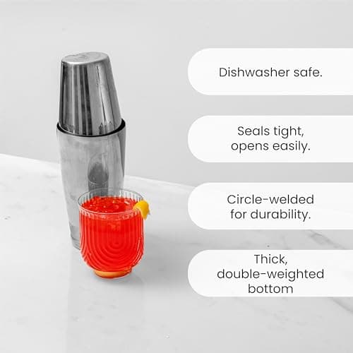 A Bar Above Professional Boston Shakers Set 18 oz Weighted and Unweighted Stainless Steel Cocktail Shaker Set for Bartenders, Premium 304 Steel Bar Shaker, Essential Bartending Tools for Mixing Drinks 6