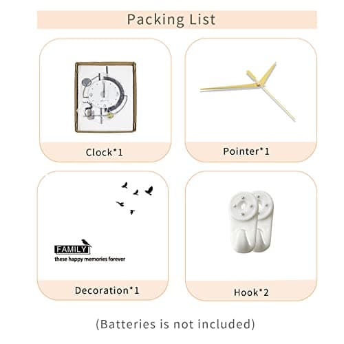 FLEBLE Large Wall Clocks for Living Room Decor Modern Pendulum Wall Clock Silent Quartz Battery Operated Non-Ticking for Bedroom Kitchen Office 24inch Black Metal Deer Clock Wall Decor for Home Indoor 7