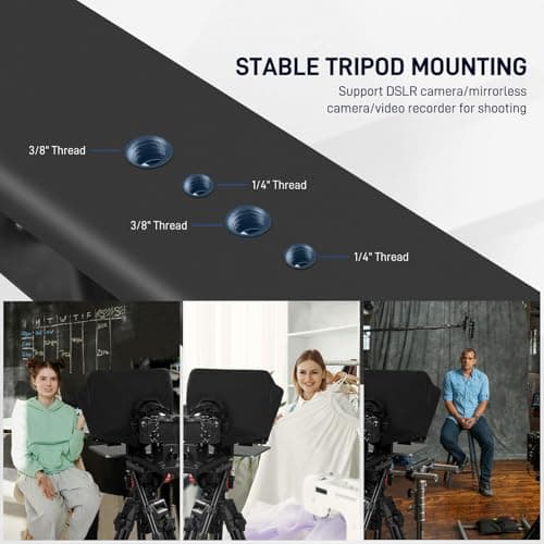 GVM 12" Teleprompter for iPad Tablet Phone DSLR Camera, Collapsible Teleprompter Kit with Installation Free Design, HD Refective Display, APP Remote Control, Carry Case, for Video Recording 5