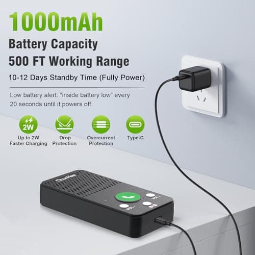 Wireless Intercom System for Home, Full Duplex Call & Answer Intercoms, No WiFi Needed, 500 ft Range, One-Touch Calling for Seniors & Family, Rechargeable 1000mAh Battery (2 Pack) 6