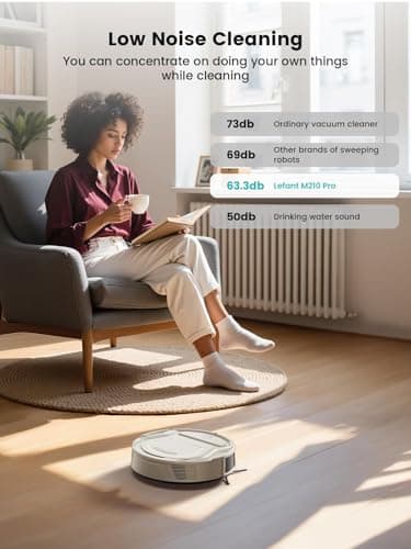 Lefant M210 Pro Robot Vacuum, Strong 4000Pa Suction, 200 Min Runtime, Super Slim Thin, Low Noise, Self-Charging, Wi-Fi/App/Alexa Control, Ideal for Pet Hair & Hard Floors 8