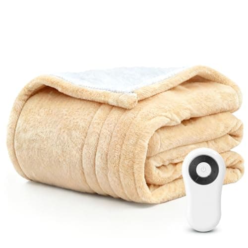 Heated Throw Blanket Electric Blanket 50"x60" Fast Heating Electric Blanket with 5 Heat Levels & 4 Hours Auto-Off Overheat Protection Cozy Soft Flannel Heated Throw Blanket