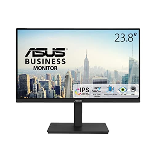 ASUS 23.8” 1080P Docking Monitor (VA24ECPSN) - Full HD, IPS, 75Hz, Adaptive-Sync, Speakers, Eye Care, Low Blue Light, Flicker Free, USB-C, RJ45, HDMI, Frameless, Height Adjustment, VESA Wall Mountable 2