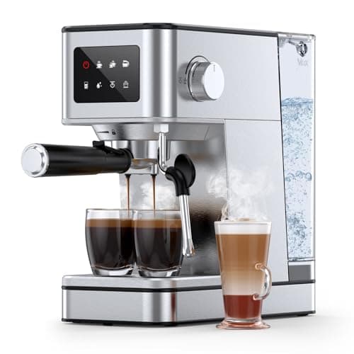 QJA Espresso Machine 20Bar,Steam Foam Machine with 58oz Removable Water Tank,LCD Monitors, Cappuccino,Latte,Gift for Dad or Mom,Visit the Store, Regular, Sliver