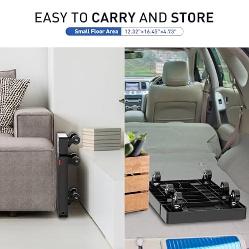 SPACEKEEPER Folding Hand Truck, 500 LB Heavy Duty Luggage Cart, Utility Dolly Platform Cart with 6 Wheels & 2 Elastic Ropes for Luggage, Travel, Moving, Shopping, Office Use, Black 5