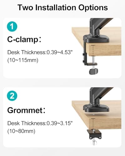 MOUNT PRO Dual Monitor Mount Fits 13 to 32 Inch Screen, Height Adjustable Monitor Stand for 2 Monitors, Full Motion Display Arm Holds up to 17. 6lbs Each, Computer Desk VESA Mount, Black 9