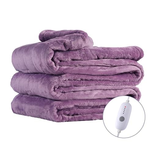 Eydna Electric Heated Blanket Full Size 72"x84",Fast Heating, Soft Plush Microplush for Bed & Couch, 10 Hours Auto Off 5 Heating Levels, Machine Washable, Gifts for Grandma & Family-Light Purple 8