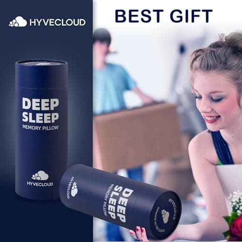 HYVECLOUD Memory Foam Bed Pillow，Adaptive Pillows for Neck Pain Relief，Medium Firm Pillow for Side,Back,and Stomach Sleepers Keep Pressure Relief to Deep Sleep, 24 * 16 * 5 Inches, Standard 6
