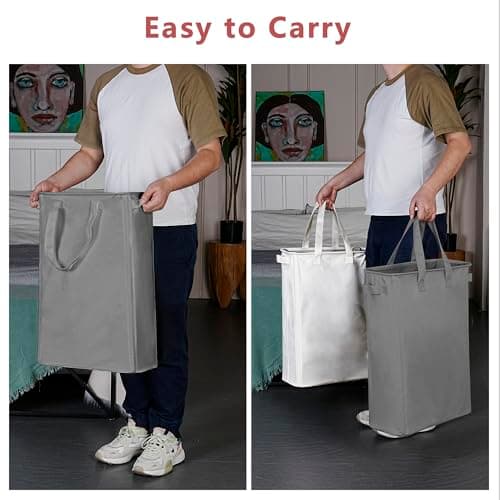 efluky Slim Laundry Basket, Narrow Laundry Hamper with Handles, Collapsible Dirty Clothes Hamper, Tall Laundry Bin for Laundry Room, Dorm and Bedroom, 12.7 Gallons(48L) Black 5