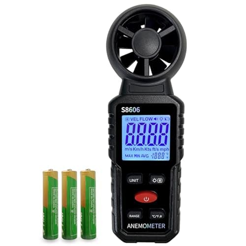 Portable Wind Speed Meter Outdoor,Airflow Gauge,Handheld Anemometer for Measuring Wind Speed,Temperature,Wind Level with Backlight and Max/Min/AVG/5 Units