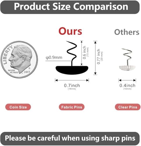 Upholstery Tacks Pins with Twist - Multipurpose Bed Skirt Pins for Sofa, Upholstery, Headliner, Armrest Covers & Slipcovers - Fabric Covered Button Pins for Furniture (12 Pack, Dark Grey) 6