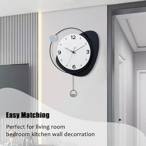 Dankeit Decorative Wall Clock with Pendulum, Silent Quartz Battery Operated, Large Wall Clock for Living Room, Kitchen, Home, Bathroom, Bedroom Wall Decor,15x20.5 inch 5