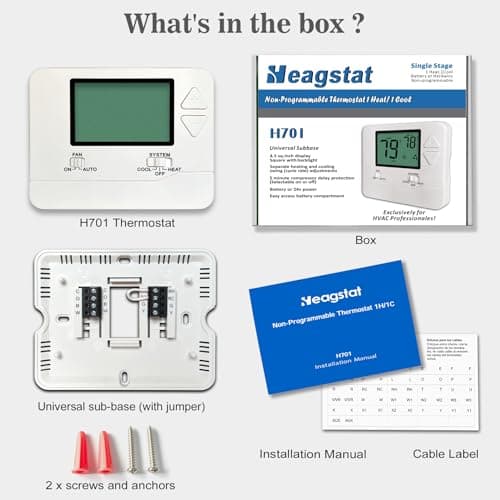 Heagstat Non-Programmable Thermostats for Home Conventional Single-Stage Systems, up to 1 Heat/ 1 Cool (with White Backlight) 9