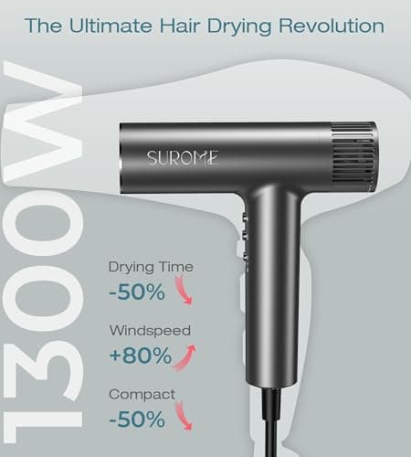 Blow Dryer,110000RPM High-Speed Brushless Motor, Fast-Drying Negative Ions Intelligent Constant Temperature Hair Care Dryers, Professional Hair Dryer with Attachments for Home&Salon (Grey) 5