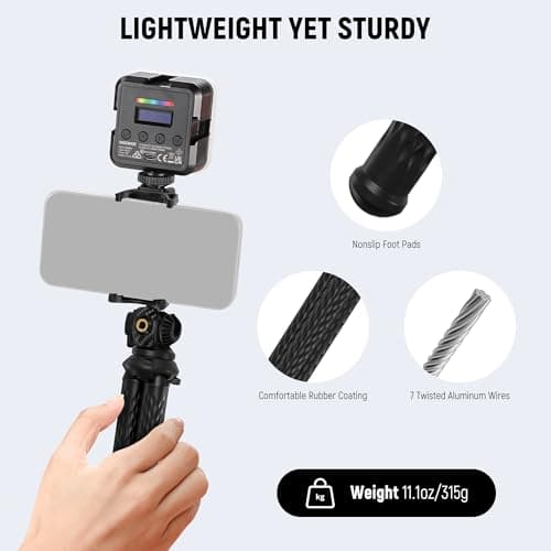 NEEWER Camera Tripod with Remote, Mini Flexible Vlog Phone Tripod Stand with Action Camera Mount Adapter, Hidden Phone Holder & Cold Shoe Compatible with iPhone Hero13 12 11 10 9, Max Load 4.4lb, TP34 10